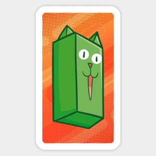 Green Rectangle Cat Sticker